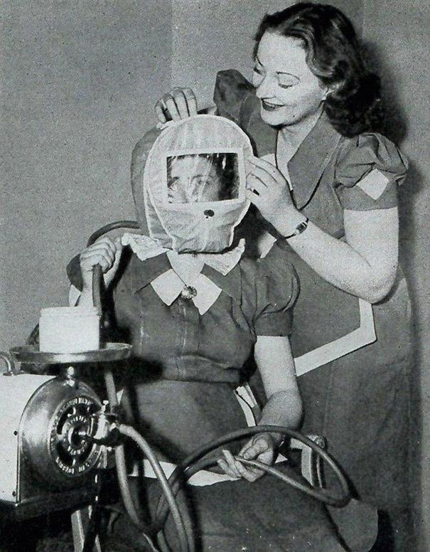 This ‘Glamour Bonnet’ from the forties promised to give users a rosy complexion by lowering atmospheric pressure around their head to simulate alpine conditions