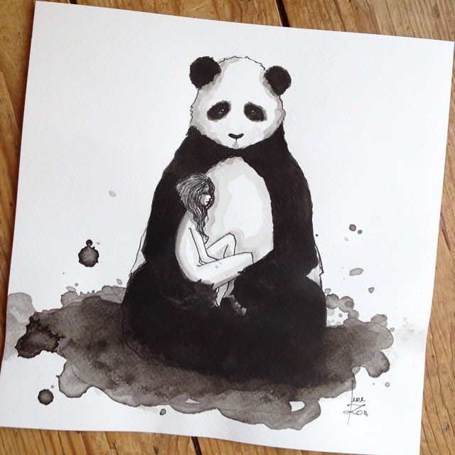 Rozkošné pandy v podmanivých kresbách tuší