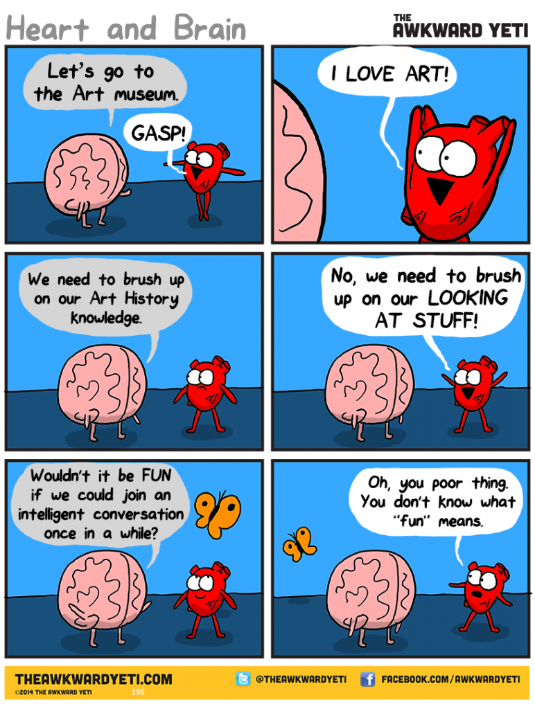 Nick Seluk - The Awkward Yeti - Heart and Brain, mozek a srdce